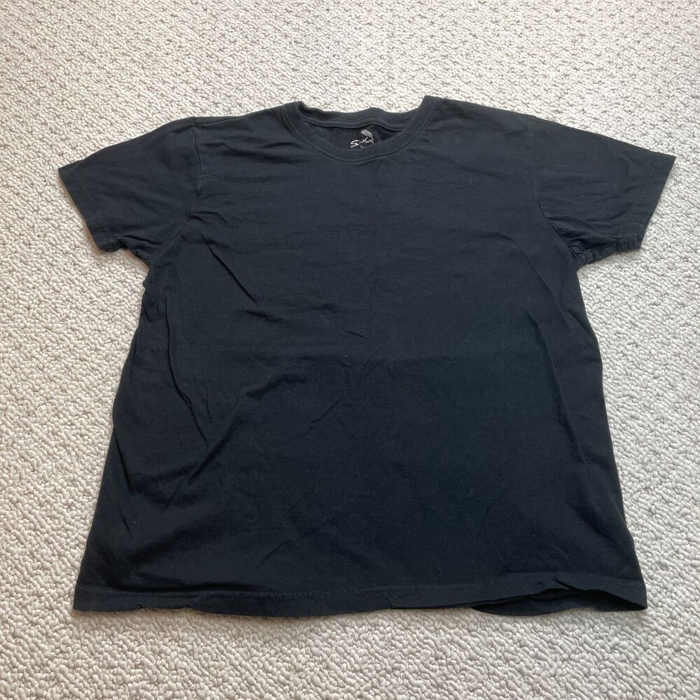 Sada T Shirt Mens Large Black Short Sleeve Cotton Basic Soft Solid Adult Top